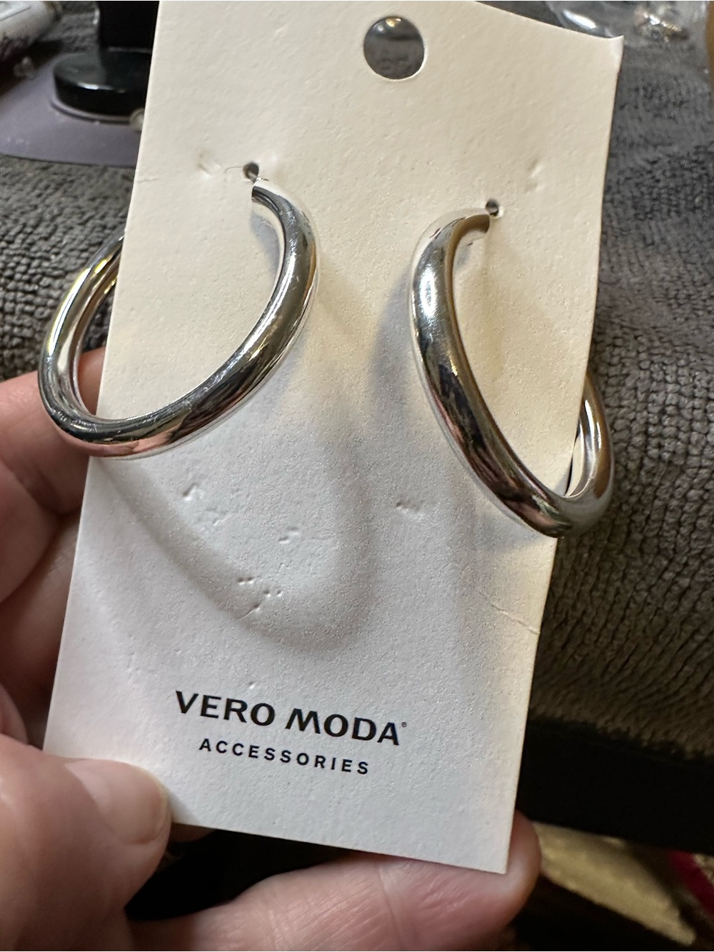 Vero Moda Shiny Silver Twisted Hoop Earrings